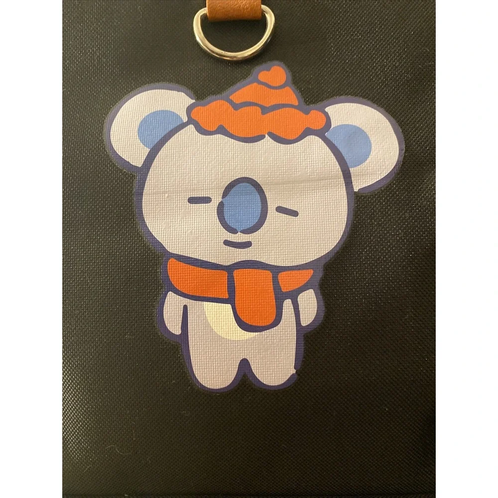 Backpack Koya Koala Bear Kooky BT21 Black With Brown Faux Leather School Bag